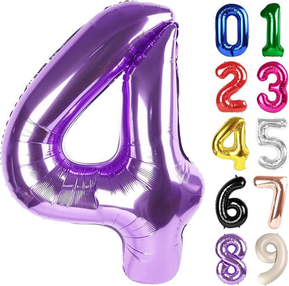 4 Balloon - Purple Birthday Number Balloons, 40 Inch Decorations Men Women | by ALPHADELTAPI