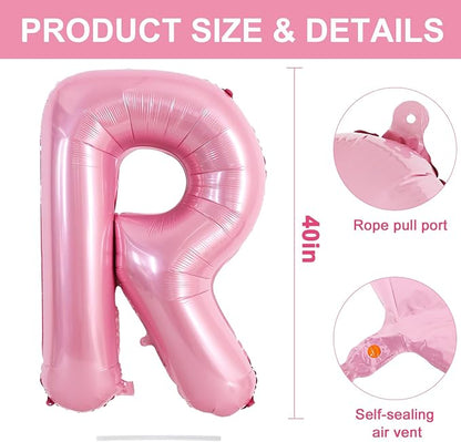 TONIFUL 40 Inch Large Pink Letter R Balloons Giant Foil Mylar Alphabet Balloon - Image 2