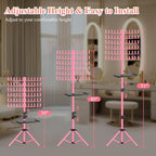 Braiding Hair Rack with Tray, 144 Pegs Height Adjustable Braiding Rack, 2-side Hair Extension Holder Hanger, Hair Stand with Stylist Hair Braiding Tools for Hair Salon Home Traveling (Pink)