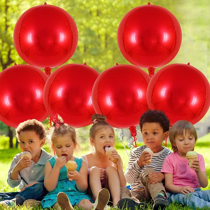 Metallic Red Balloons, 22 Inch Large Sphere Round Balloons - Image 5