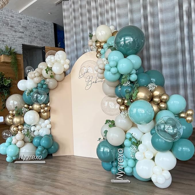 158PCS Teal Balloons Arch Garland Kit, Teal Birthday Party Decorations | by Nyvrexo