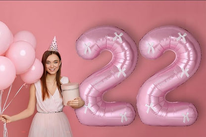 40 Inch Number Balloons with Bow Coquette Birthday Decorations Giant Number 1 - Image 7