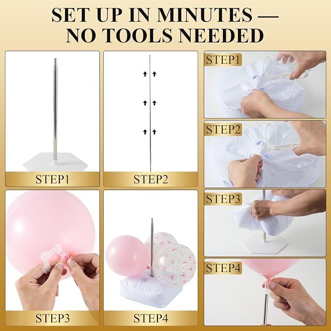 Balloon Columns Stand Set of 4, 7FT Adjustable Pillar Kit | Easy Setup - Image 6