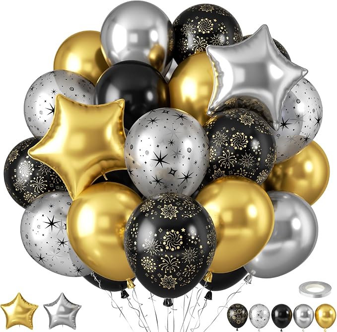 Black and Gold Balloons by Paready