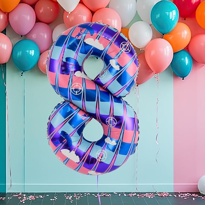 40 Inch Video Game Themed Number 8 Balloon, Birthday Party Decorations | Large - Image 5
