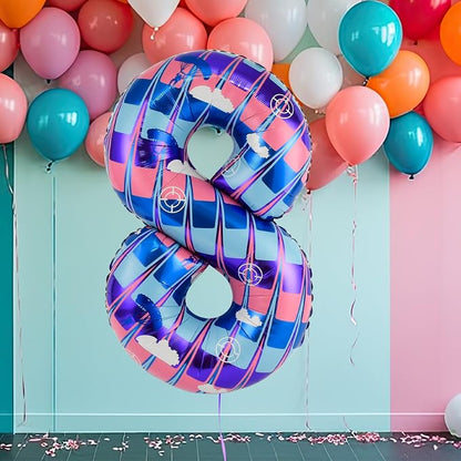 40 Inch Video Game Themed Number 8 Balloon, Birthday Party Decorations | Large - Image 5