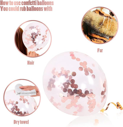 Pink White Balloons Garland Arch Kit 104 PCS Metallic Pink Gold Confetti Latex - Image 4