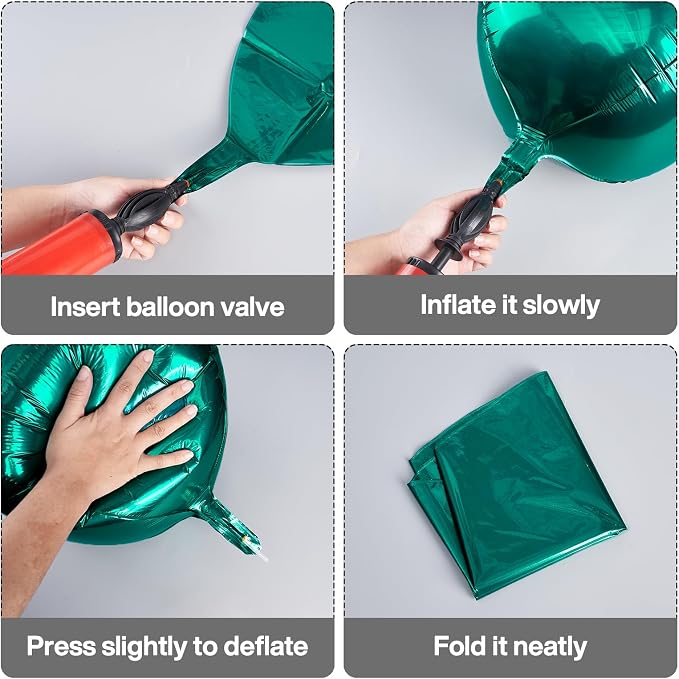 PartyWoo Dark Green Large Round Giant 4D Jumbo Foil Balloons 6pcs 22 Inch | 22 - Image 5