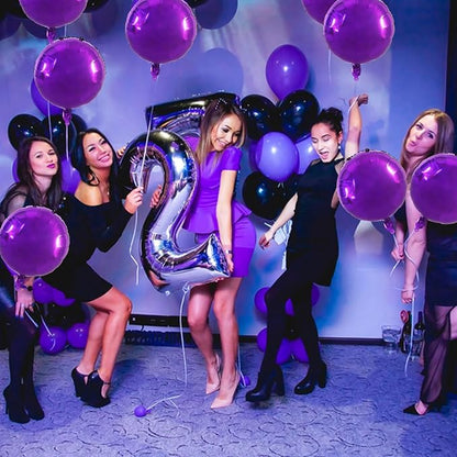 TONIFUL 30Pcs 18 Inch Large Purple Round Shape Foil Balloons Big Purple Circle - Image 6