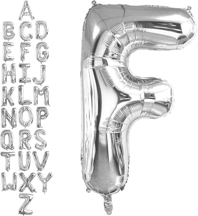 40 Inch Silver Letter F Balloons, DIY Phrase Foil Alphabet Letter F Balloons by LHOAVWE