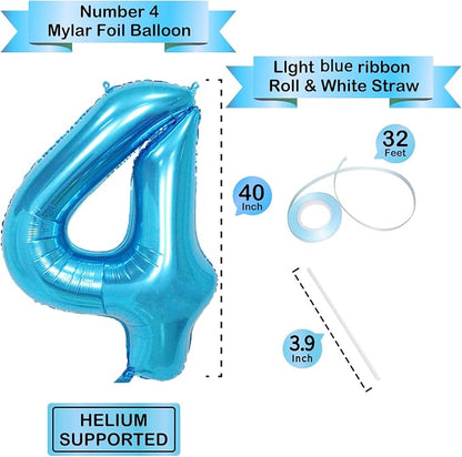 40 Inch Blue Number Balloons, Helium Mylar Foil Number Balloons - Image 3