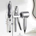Hair Dryer Holder Blow Dryer Holder for Wall Mount Curling Iron Holder Flat Iron 3 in 1 Bathroom Hair Tool Organizer Rack White