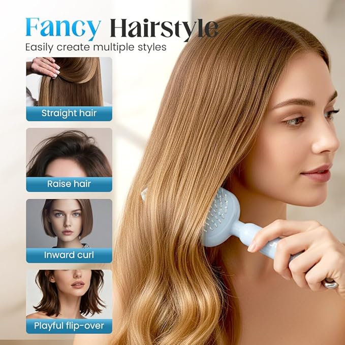 Retractable Cushion Massage Comb, 2026 New Self Cleaning Hair Brush, Anti Static Self Cleaning Hair Brush for Women Men (Blue)