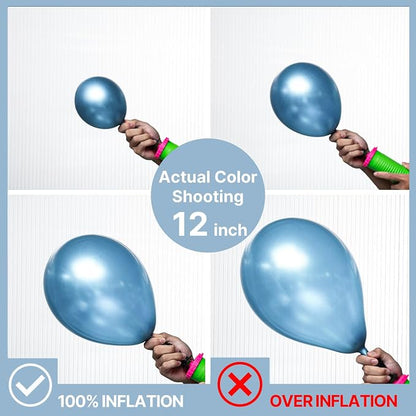 PartyWoo Metallic Light Blue Balloons 100pcs Metallic Baby Blue Color | 18 12 - Image 3