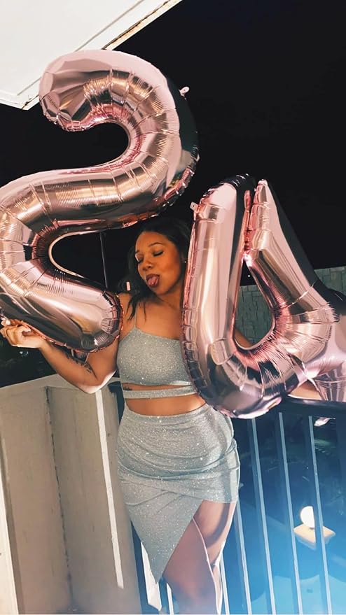 4 Balloon Numbers Birthday Decorations, 40In Rose Gold Balloons - Image 2