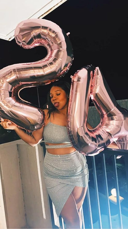 4 Balloon Numbers Birthday Decorations, 40In Rose Gold Balloons - Image 2