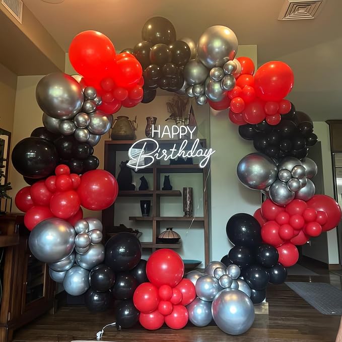Red Black Silver Balloons - Image 3
