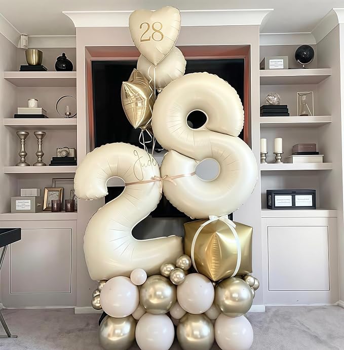 Cream Number 8 Balloons, 40 Inch 8 Balloons Giant Helium Foil Mylar Beige 8 - Image 6