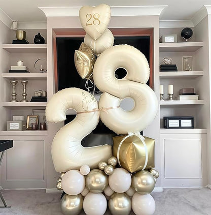Cream Number 8 Balloons, 40 Inch 8 Balloons Giant Helium Foil Mylar Beige 8 - Image 6