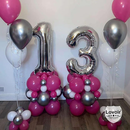 Silver 13 Number Balloons, 40 Inch Giant Number 13 Balloons Foil Mylar Helium - Image 5