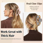 4Pcs Hair Claw Clips Large Oval Hair Clips for Women Strong Hold Non Slip Jaw Clips for Thick Thin Hair(Neutral)