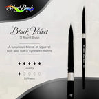 Silver Brush Limited 3000S-12 Black Velvet Round Paintbrush for Watercolor, Gouache, Inks, & Dyes, Size 12, Short Handle