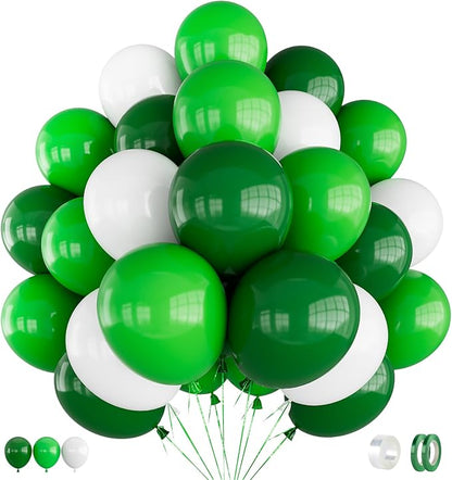 Green and White Balloons, Dark Green Balloons and White Balloons | 60 Pcs 12 by Adeyoo