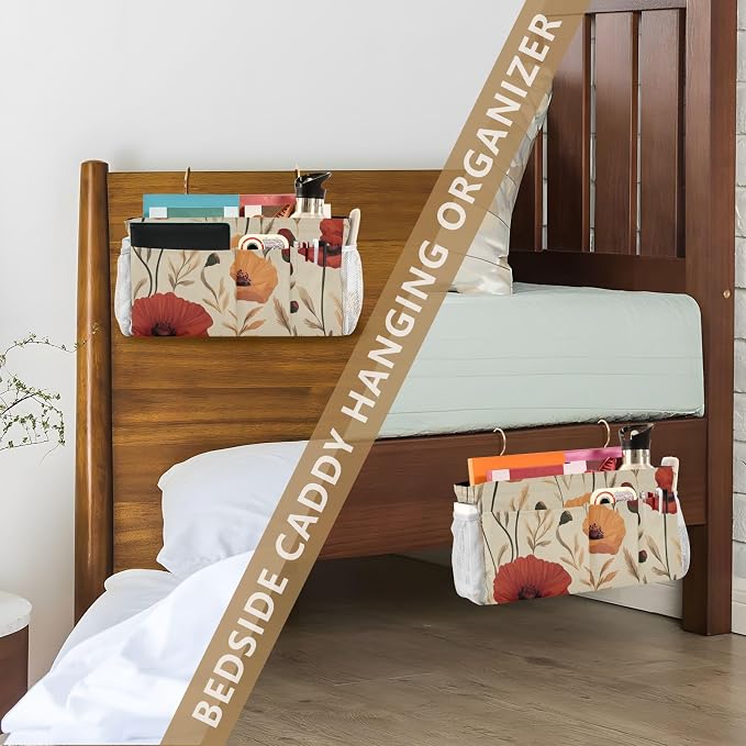 Bedside Caddy Metal Frame Hanging Organizer Bunk Bed Dorm Accessories Hook And - Image 7