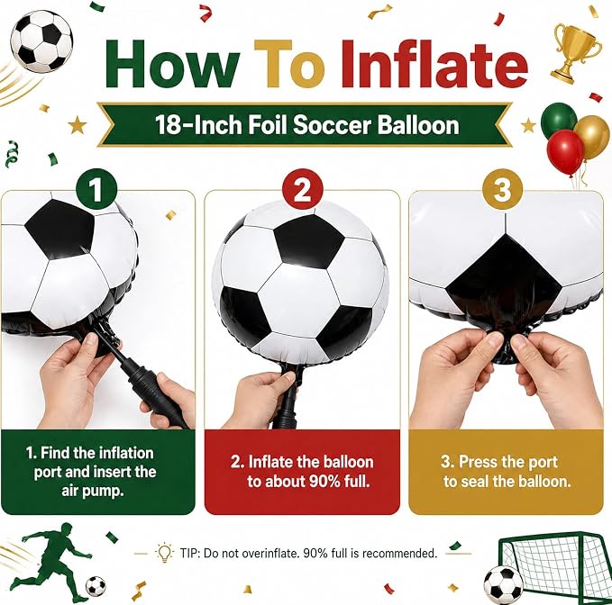 Soccer Balloons, Dark Green Red and Gold Football Theme Balloons - Image 3