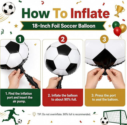 Soccer Balloons, Dark Green Red and Gold Football Theme Balloons - Image 3