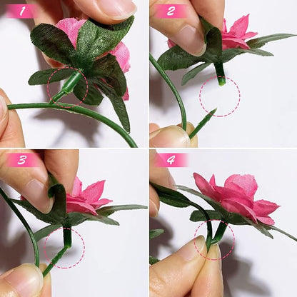 Artificial Flower Garland 8pcs 8.2ft Rose Vine Decor, Magenta Flower | PONKING - Image 9