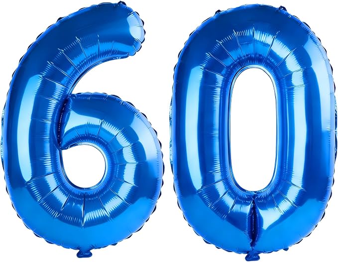 40 Inch Number 60 Balloons for 60th Birthday Party Decorations, 0-100 Dark Blue by FOBELEC
