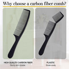 4 Pieces Combs for Women and Man, Premium Black Carbon Fiber Hair Comb Set for Teasing and Parting, Professional Combs for Hair Stylist, Fine and Wide Tooth Styling Comb for All Hair Types