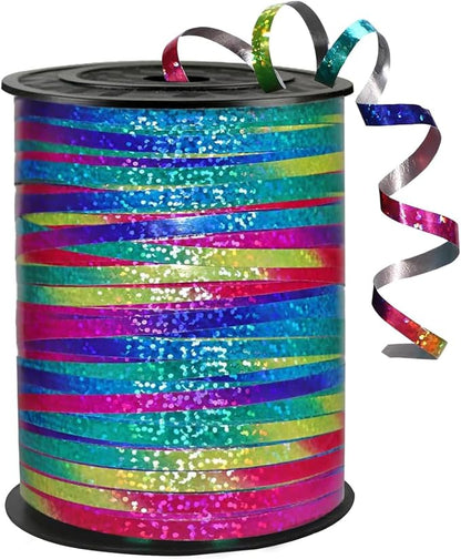 500 Yards Rainbow Color Ribbon - 5mm Width Curling Crimped Shiny Ribbon by WFAUIBR