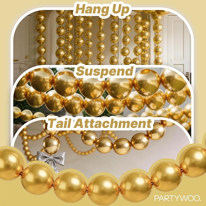 PartyWoo Metallic Gold Linking Balloons 100pcs 6 Inch Gold Link Balloons | - Image 6