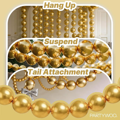 PartyWoo Metallic Gold Linking Balloons 100pcs 6 Inch Gold Link Balloons | - Image 6
