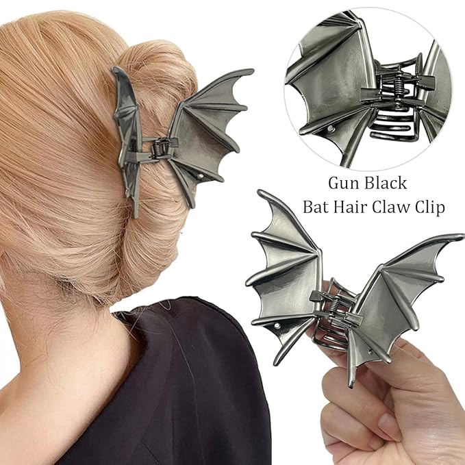 3 Pieces Large Metal Spider Net Bat Hand Hair Claw Clips for Women and Girls Thick Long Hair, Gothic Decor Skeleton Spooky Hair Styling Accessories for Halloween Christmas Gifts