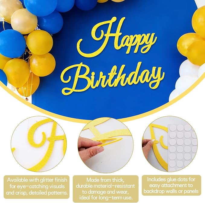 TONIFUL Happy Birthday Sign for Backdrop - Image 2