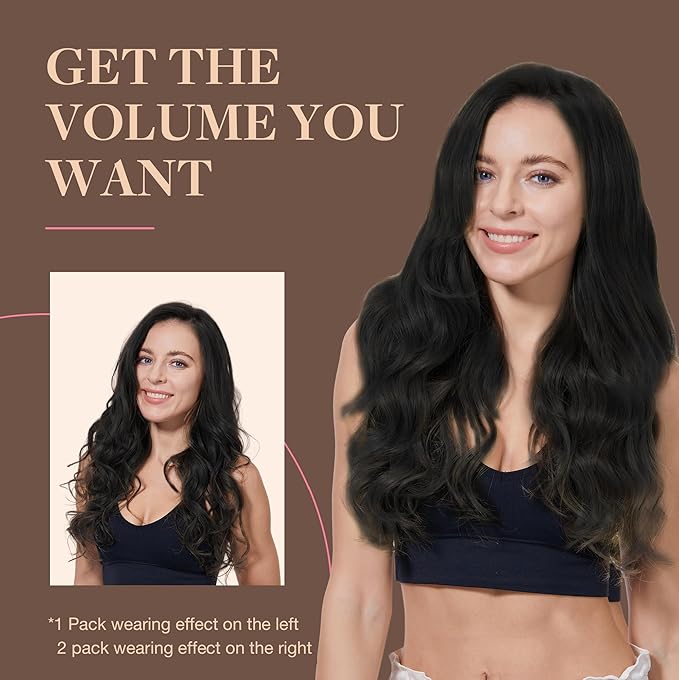 GOO GOO Clip in Hair Extensions Real Human Hair, Remy Human Hair Extensions Clip ins for Women, Natural Human Hair, 24inch 120g 7Pcs, 1 Jet black