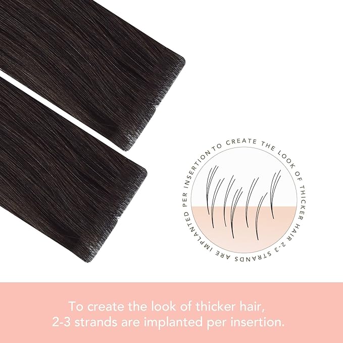 Sindra Invisi Edge Tape in Hair Extensions Human Hair, Dark Brown 22inch 60g 20pcs Injected Tape-ins Seamless Invisible Extensions