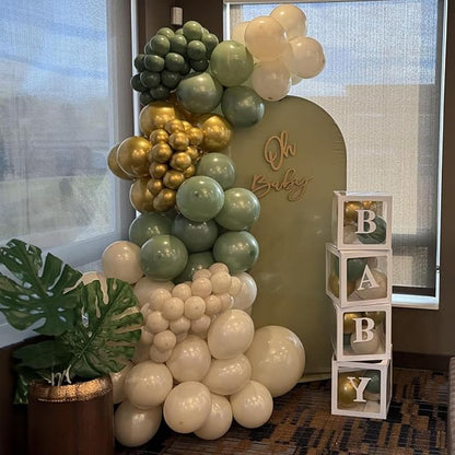 Balloons Green Gold, 60 Packs 12 Inch Retro Sage Green Gold Metallic Balloon - Image 6