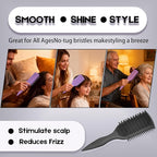 Detangler Brush for Curly Hair, Lightweight Curly Hair Brush with Vented Design for Easy Glide, Effortlessly Detangles Without Pulling or Snagging, Suitable for All Wet and Dry Hair Types (Black)