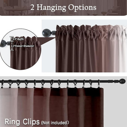 Brown Curtains for Living Room 84 Inch Length Brown White Ombre Curtains 2 - Image 7