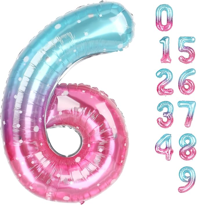 Number 6 Balloon 40 Inch for 6 16 Birthday Decorations, by Mluchee