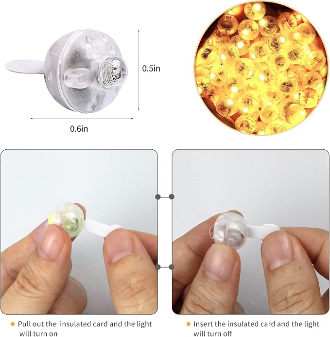 100pcs Warm White LED Balloon Light, Round Led Flash Ball Lamp - Image 2