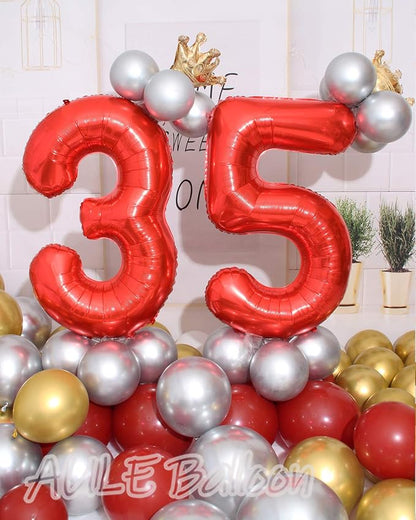 AULE 40 Inch Red 35 Balloon Number Foil 0-9 Birthday Big Numbers | Birthday - Image 2