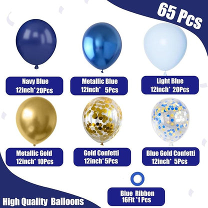 Blue and Gold Balloons, Thick & Durable, - Image 2