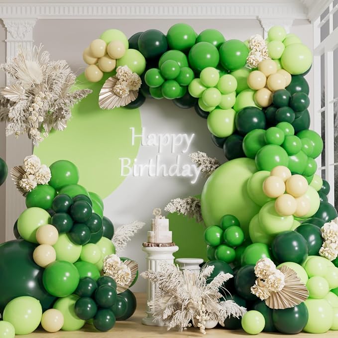 AULE Dark Green Balloon Arch Kit 155Pcs Macaron Yellow Balloons | Lime Green by AULE