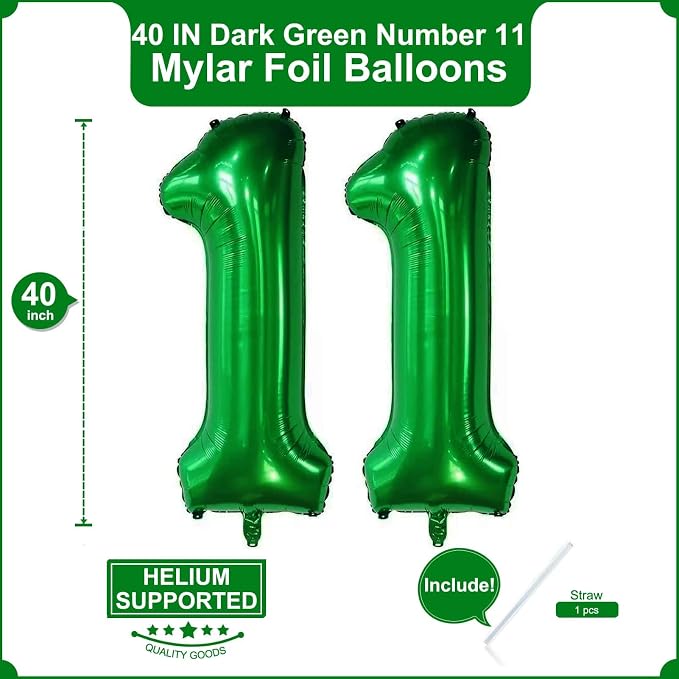 Number 11 Dark green Balloons 40 Inch Giant Dark green Foil 11 Helium Balloons - Image 2