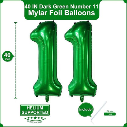 Number 11 Dark green Balloons 40 Inch Giant Dark green Foil 11 Helium Balloons - Image 2